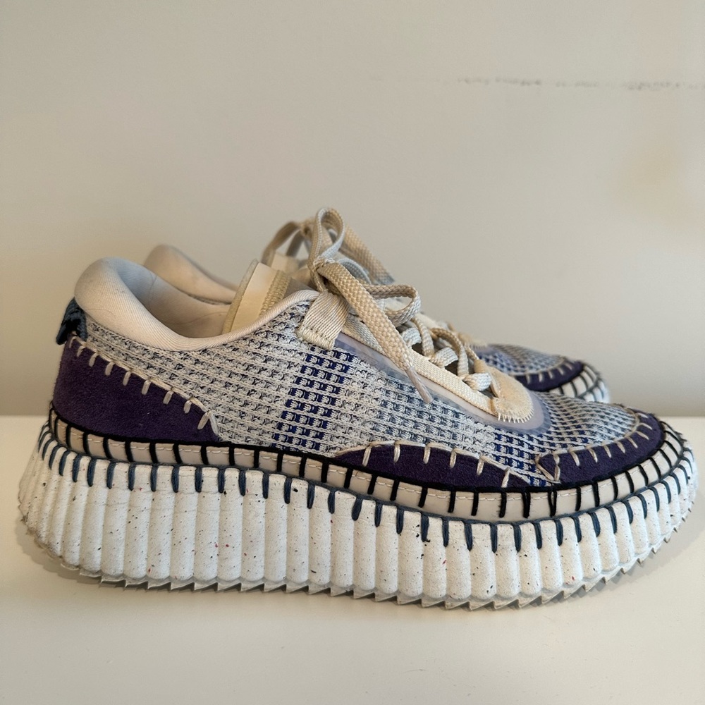 Chloe Nama Mixed Media Platform Sneakers. Size 40.